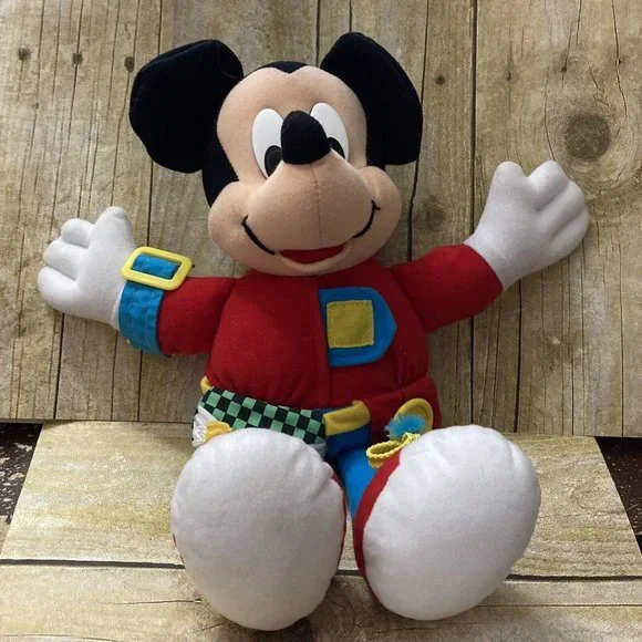 Mickey Mouse Learn to Dress Me Doll Plush Mattel Learning Toy Button Tie Zip